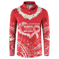 Heart Health Awareness Button Sweatshirt Polynesian Red Ribbon LT05 Red - Polynesian Pride