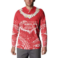 Heart Health Awareness Button Sweatshirt Polynesian Red Ribbon LT05 - Polynesian Pride