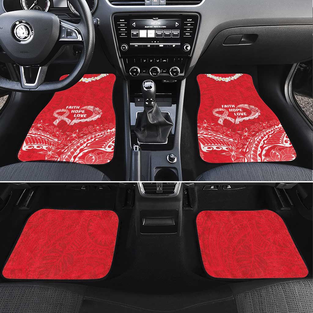 Heart Health Awareness Car Mats Polynesian Red Ribbon LT05 Set 4pcs Red - Polynesian Pride