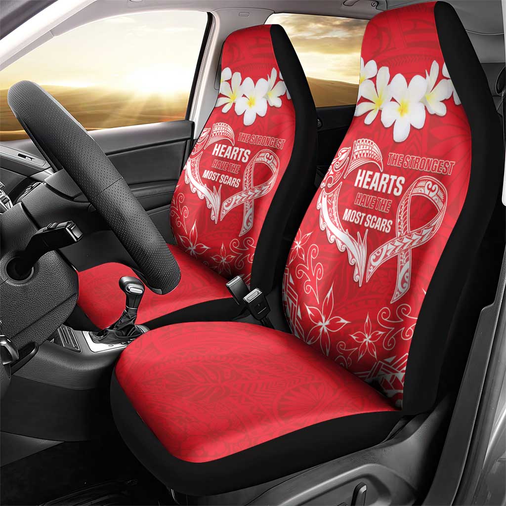 Heart Health Awareness Car Seat Cover Polynesian Red Ribbon
