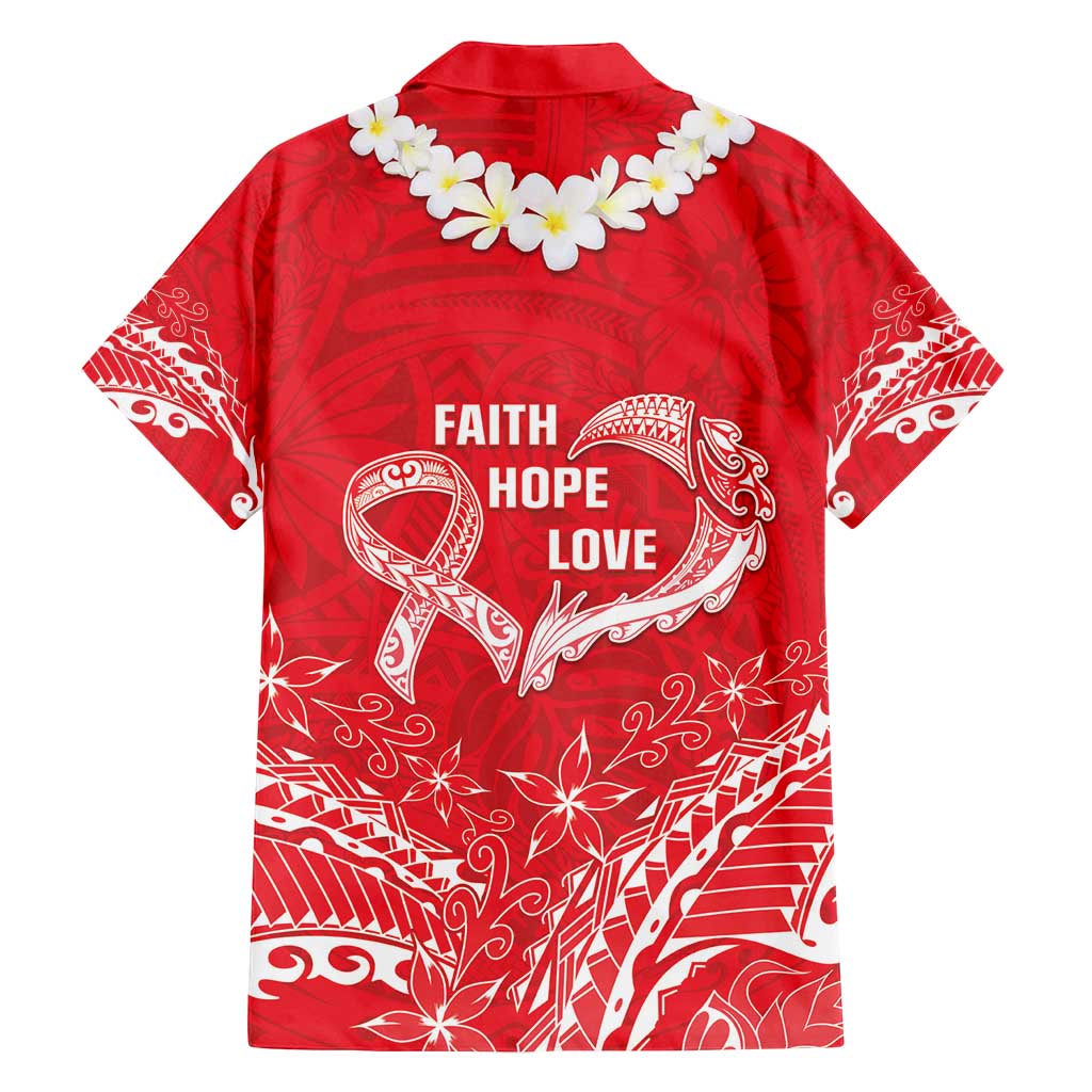 Heart Health Awareness Family Matching Long Sleeve Bodycon Dress and Hawaiian Shirt Polynesian Red Ribbon