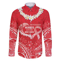 Heart Health Awareness Family Matching Long Sleeve Bodycon Dress and Hawaiian Shirt Polynesian Red Ribbon