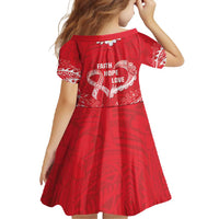 Heart Health Awareness Family Matching Mermaid Dress and Hawaiian Shirt Polynesian Red Ribbon