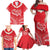 Heart Health Awareness Family Matching Off Shoulder Maxi Dress and Hawaiian Shirt Polynesian Red Ribbon