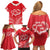 Heart Health Awareness Family Matching Off Shoulder Short Dress and Hawaiian Shirt Polynesian Red Ribbon