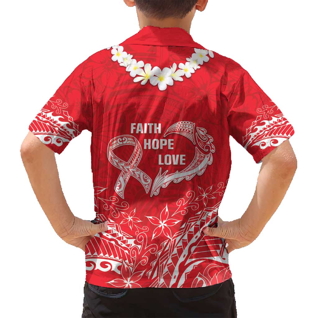 Heart Health Awareness Family Matching Tank Maxi Dress and Hawaiian Shirt Polynesian Red Ribbon