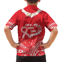 Heart Health Awareness Family Matching Tank Maxi Dress and Hawaiian Shirt Polynesian Red Ribbon