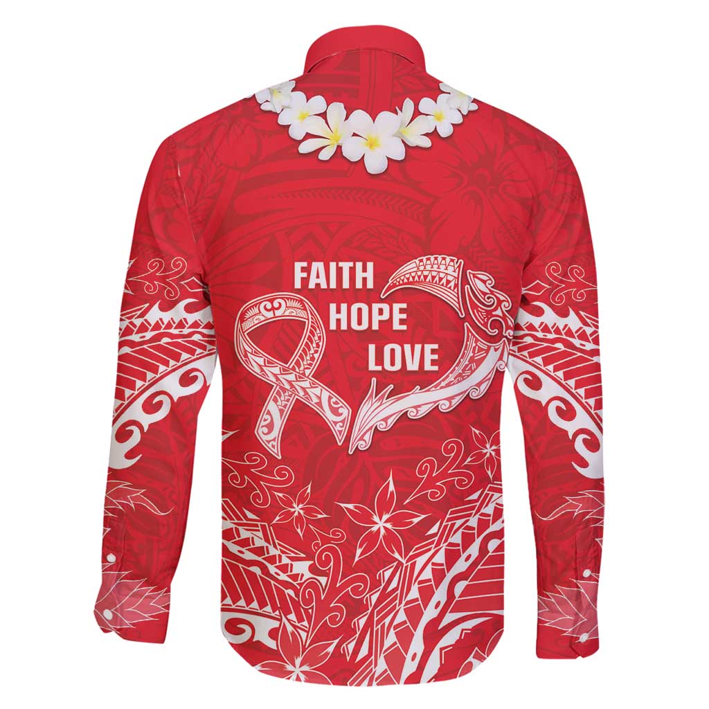 Heart Health Awareness Family Matching Tank Maxi Dress and Hawaiian Shirt Polynesian Red Ribbon