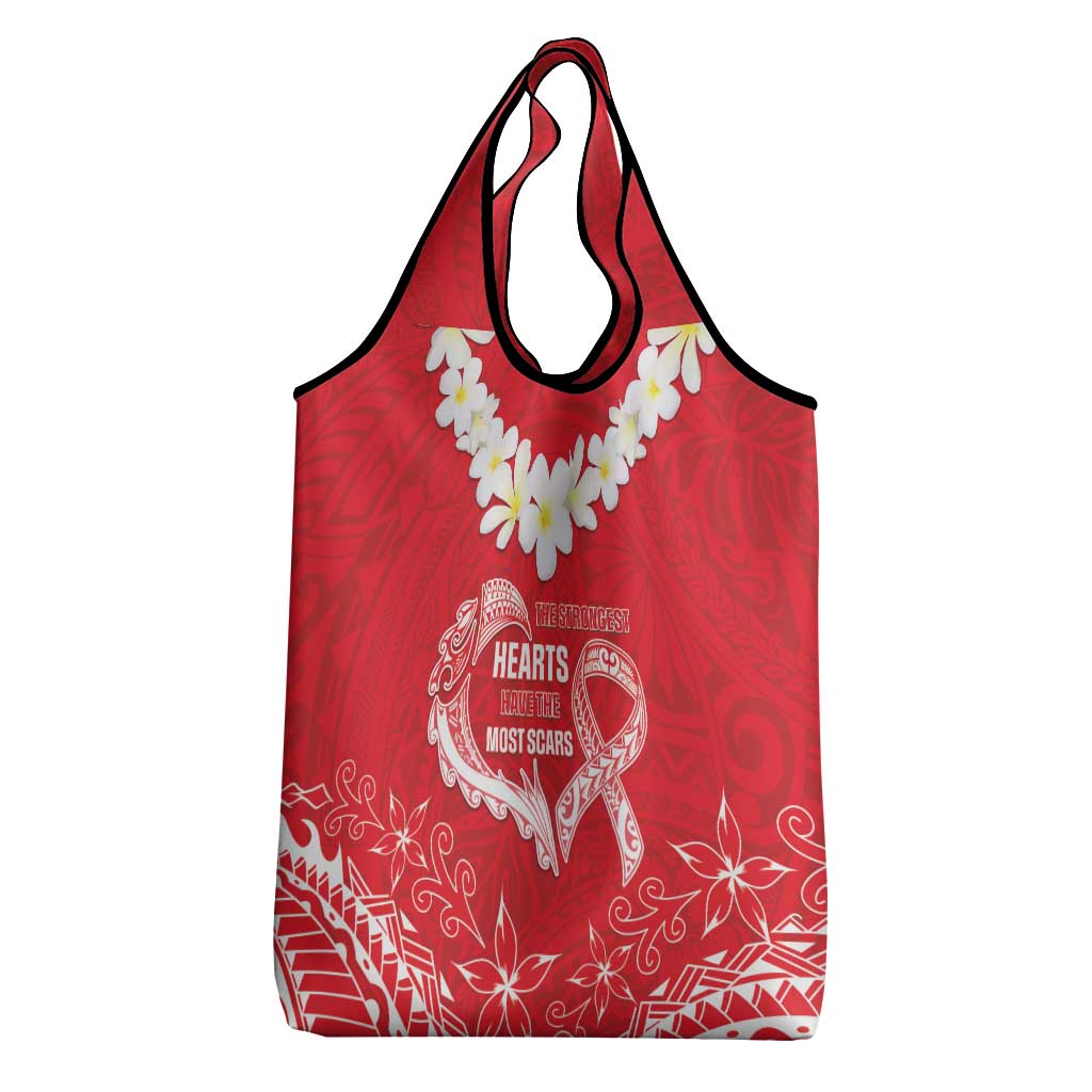 Heart Health Awareness Grocery Bag Polynesian Red Ribbon LT05 - Polynesian Pride