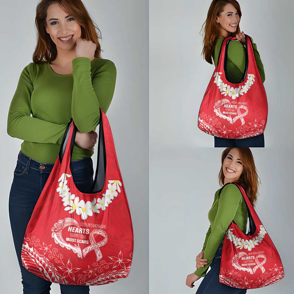 Heart Health Awareness Grocery Bag Polynesian Red Ribbon LT05 - Polynesian Pride