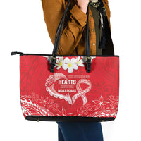 Heart Health Awareness Leather Tote Bag Polynesian Red Ribbon LT05 - Polynesian Pride