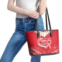 Heart Health Awareness Leather Tote Bag Polynesian Red Ribbon LT05 - Polynesian Pride