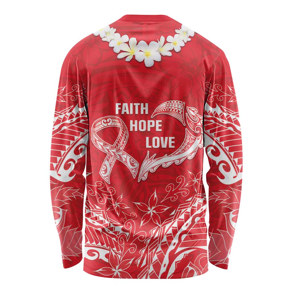 Heart Health Awareness Long Sleeve Shirt Polynesian Red Ribbon LT05 - Polynesian Pride