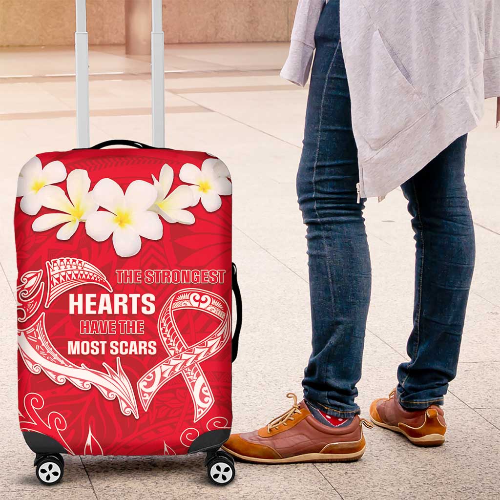 Heart Health Awareness Luggage Cover Polynesian Red Ribbon