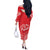 Heart Health Awareness Off The Shoulder Long Sleeve Dress Polynesian Red Ribbon