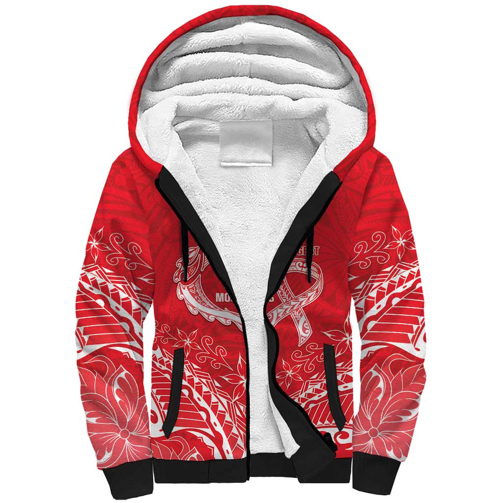 Heart Health Awareness Sherpa Hoodie Polynesian Red Ribbon LT05 Unisex Red - Polynesian Pride
