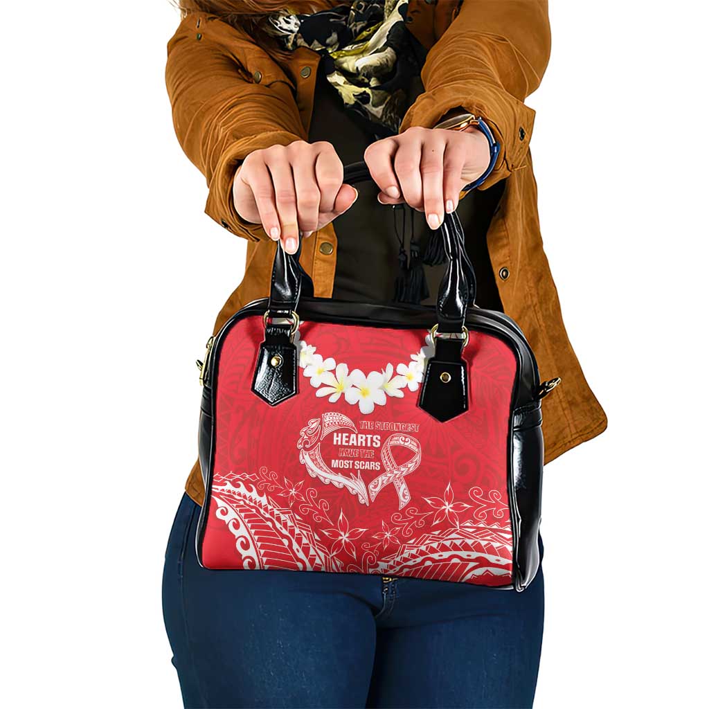 Heart Health Awareness Shoulder Handbag Polynesian Red Ribbon