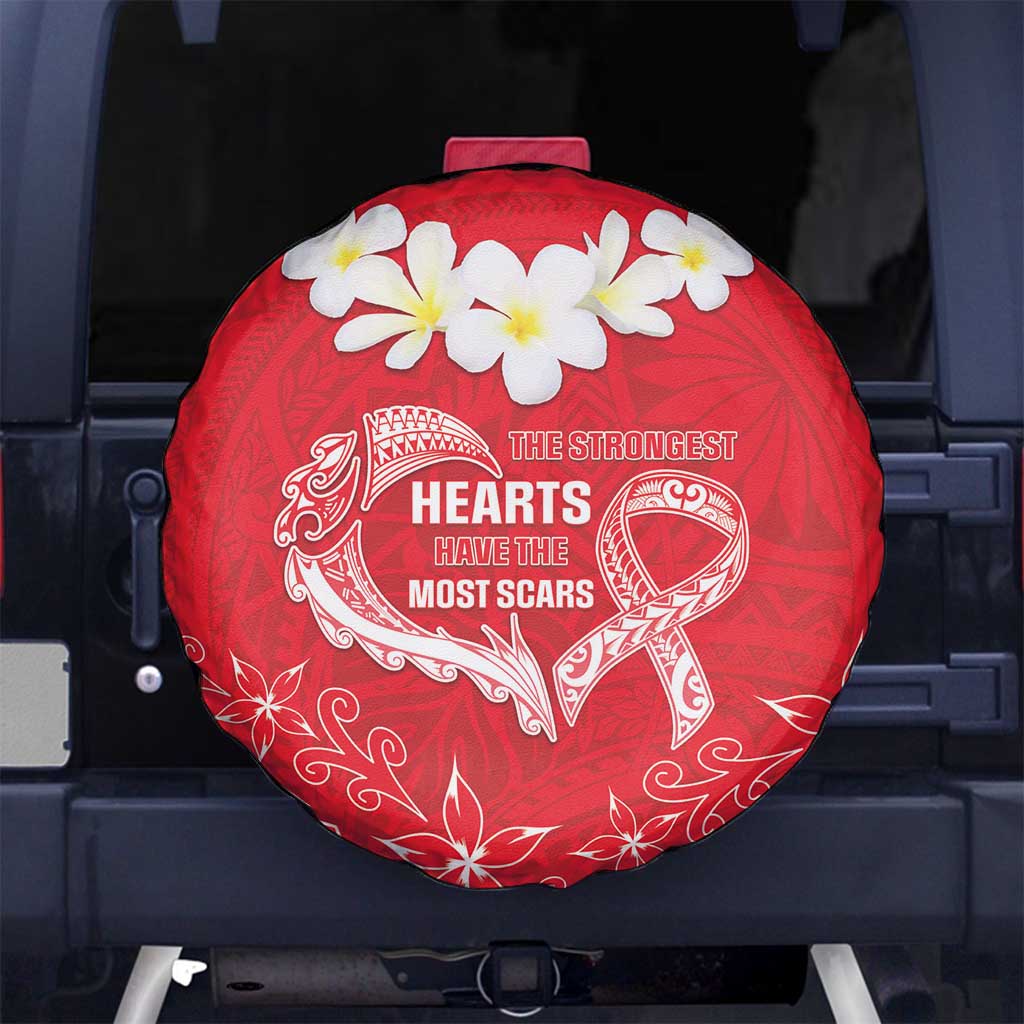 Heart Health Awareness Spare Tire Cover Polynesian Red Ribbon LT05 No hole Red - Polynesian Pride