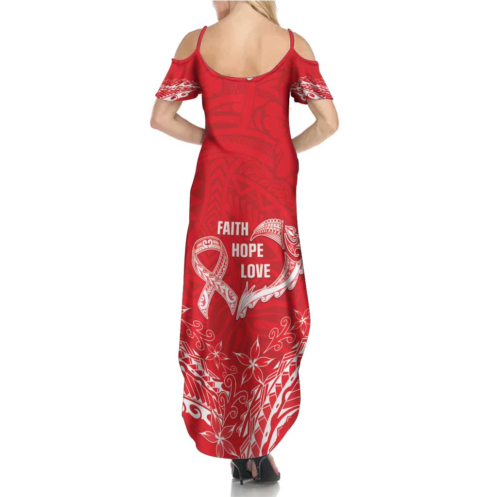 Heart Health Awareness Summer Maxi Dress Polynesian Red Ribbon LT05 - Polynesian Pride