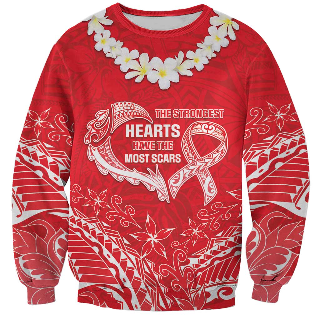 Heart Health Awareness Sweatshirt Polynesian Red Ribbon LT05 Unisex Red - Polynesian Pride