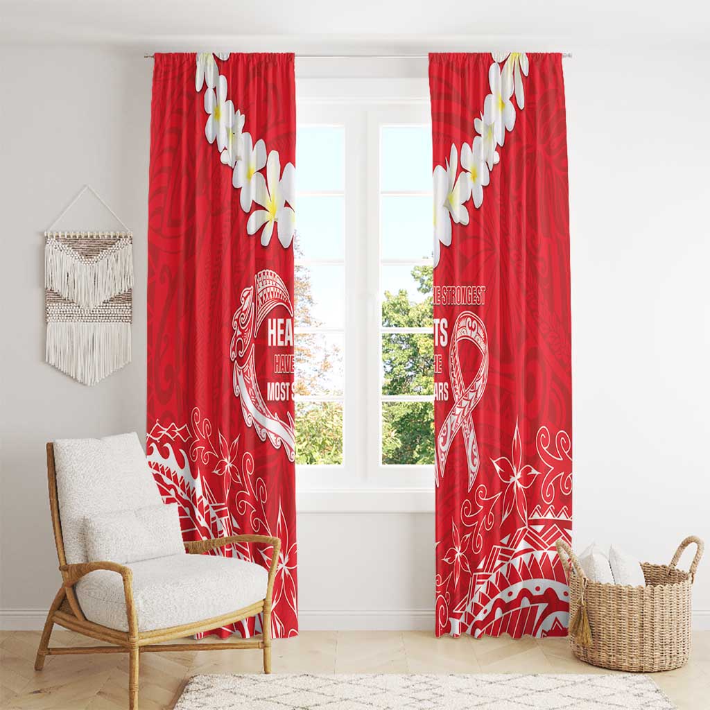 Heart Health Awareness Window Curtain Polynesian Red Ribbon LT05 - Polynesian Pride