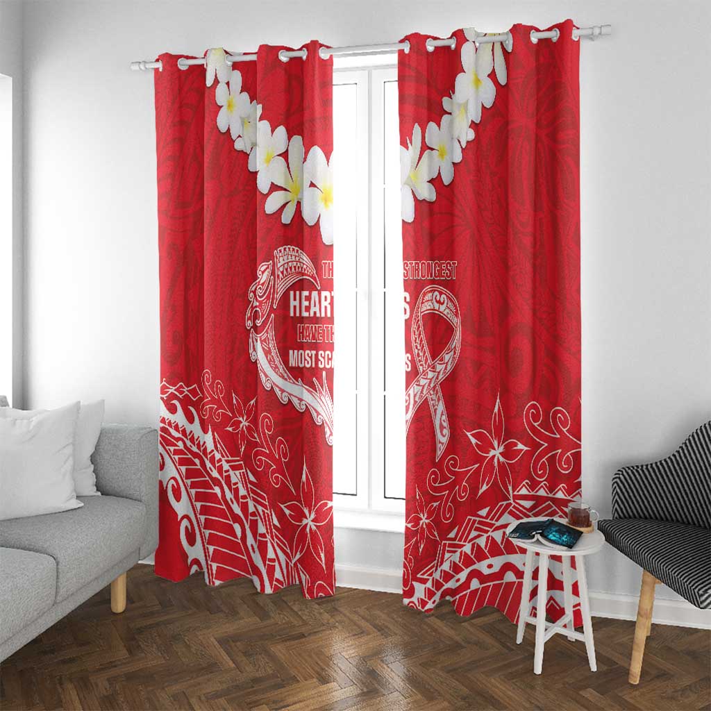 Heart Health Awareness Window Curtain Polynesian Red Ribbon LT05 With Grommets Red - Polynesian Pride