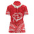 Heart Health Awareness Women Polo Shirt Polynesian Red Ribbon