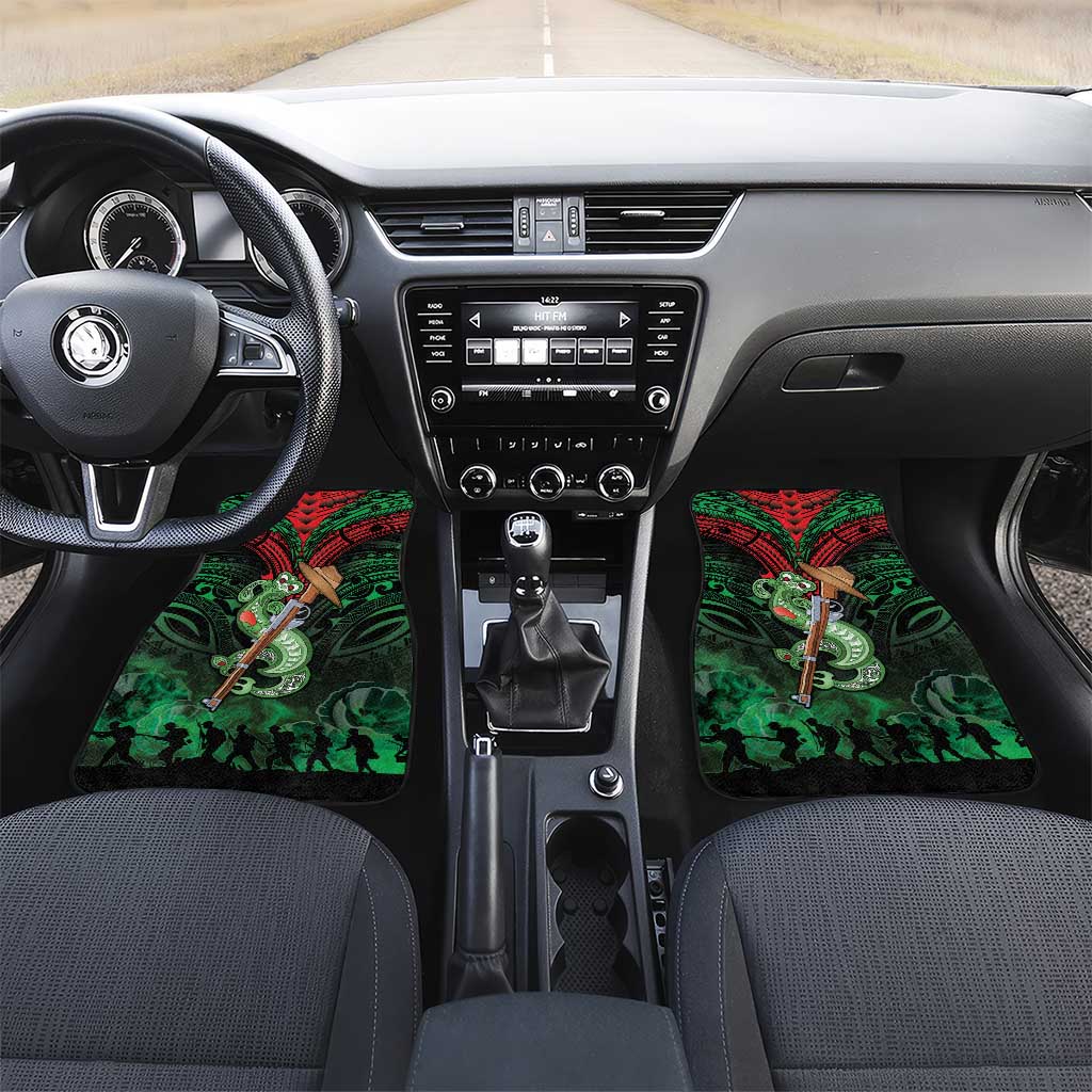 New Zealand ANZAC Day Car Mats Aotearoa Hei Tiki LT05 Set 2pcs - Front Green - Polynesian Pride