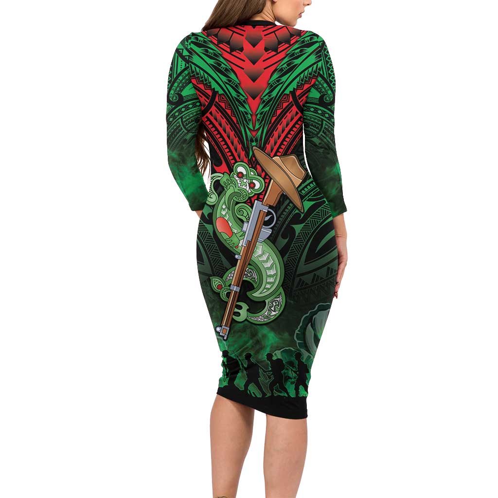 New Zealand ANZAC Day Family Matching Long Sleeve Bodycon Dress and Hawaiian Shirt Aotearoa Hei Tiki