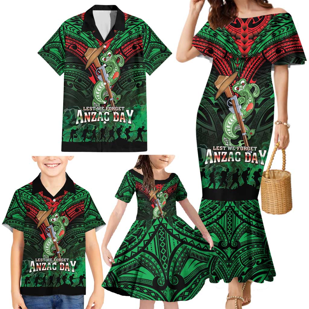 New Zealand ANZAC Day Family Matching Mermaid Dress and Hawaiian Shirt Aotearoa Hei Tiki