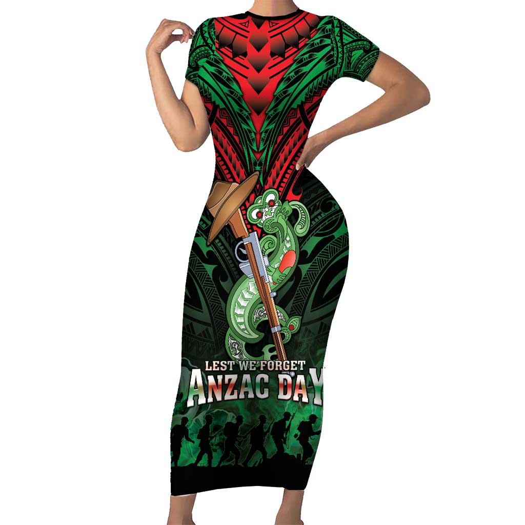 New Zealand ANZAC Day Family Matching Short Sleeve Bodycon Dress and Hawaiian Shirt Aotearoa Hei Tiki