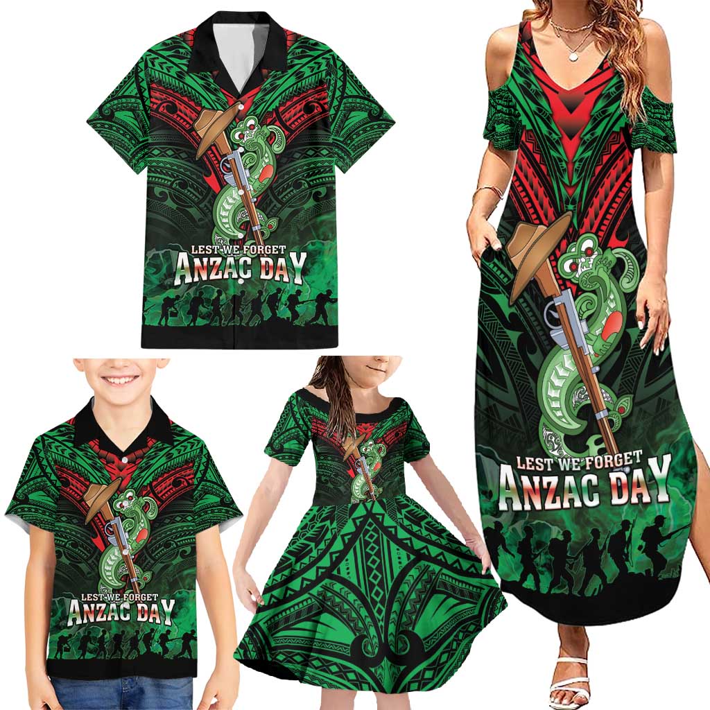 New Zealand ANZAC Day Family Matching Summer Maxi Dress and Hawaiian Shirt Aotearoa Hei Tiki
