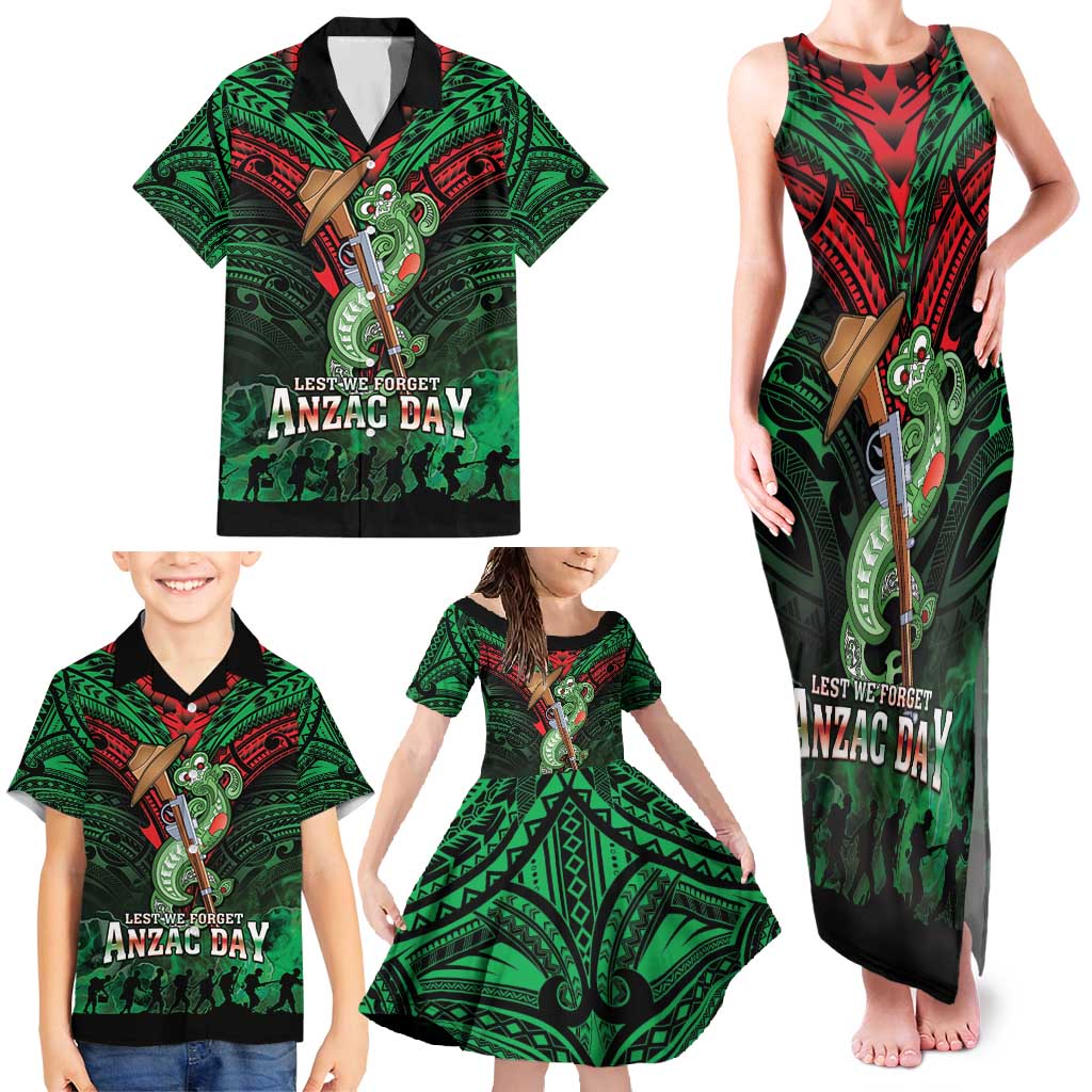 New Zealand ANZAC Day Family Matching Tank Maxi Dress and Hawaiian Shirt Aotearoa Hei Tiki