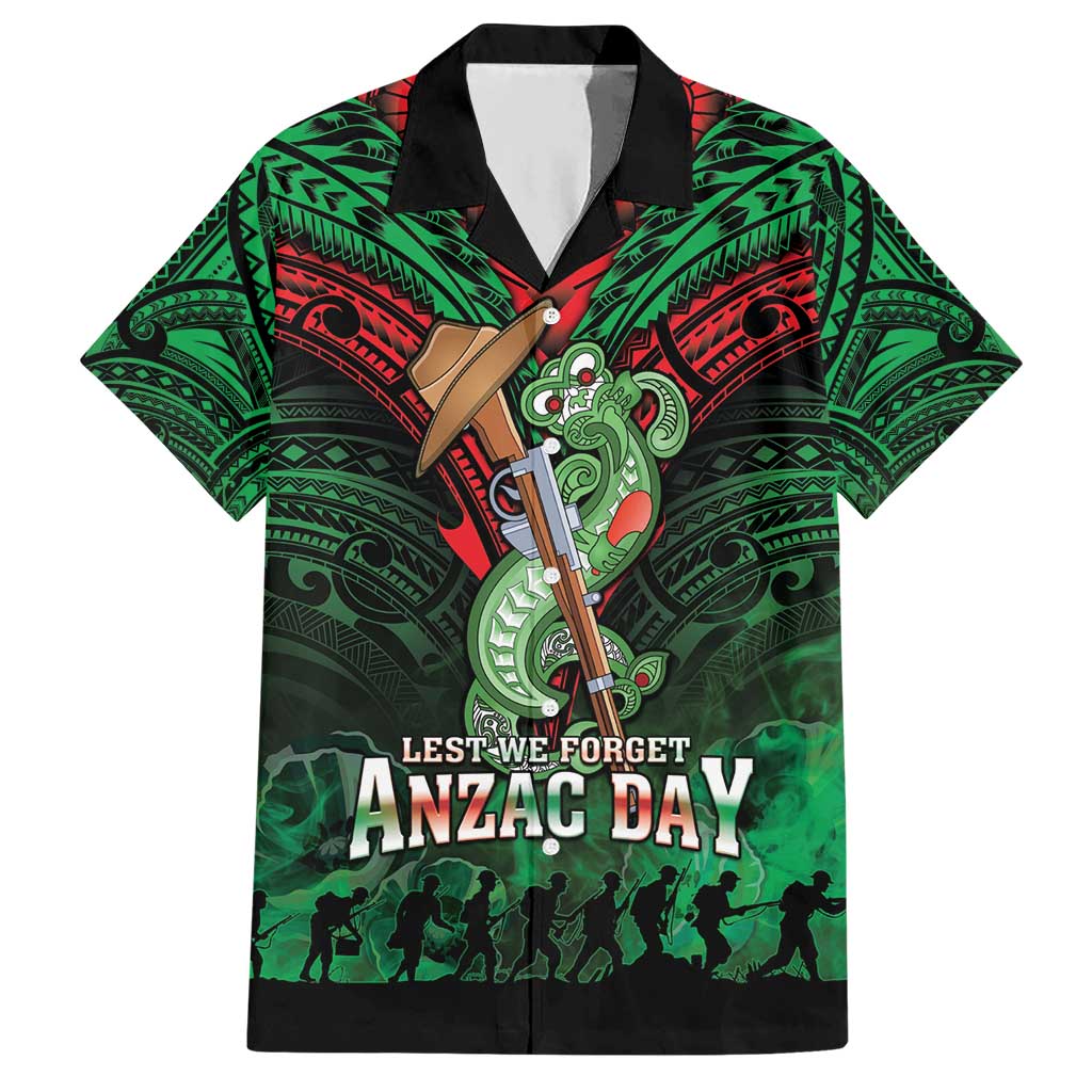 New Zealand ANZAC Day Hawaiian Shirt Aotearoa Hei Tiki LT05 Green - Polynesian Pride