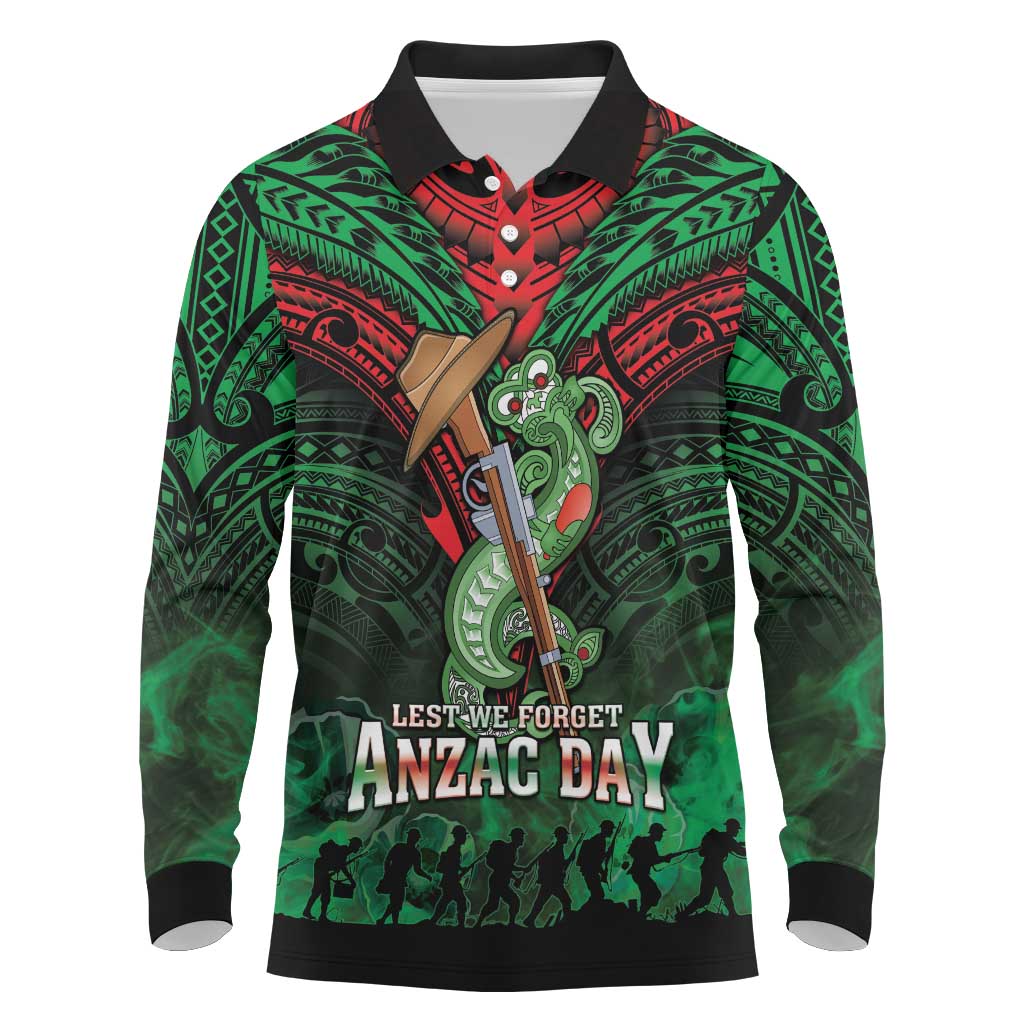 New Zealand ANZAC Day Long Sleeve Polo Shirt Aotearoa Hei Tiki