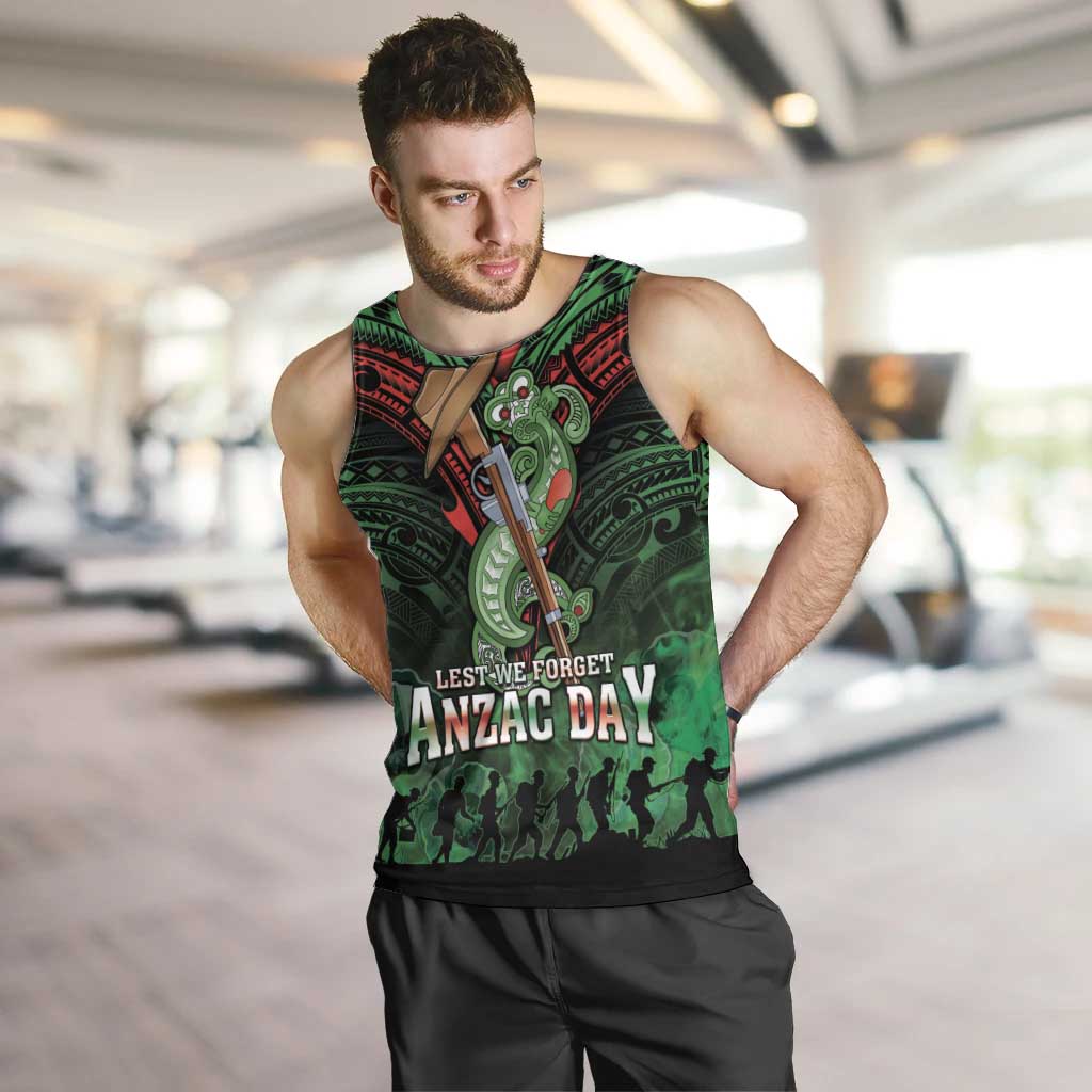 New Zealand ANZAC Day Men Tank Top Aotearoa Hei Tiki LT05 Green - Polynesian Pride
