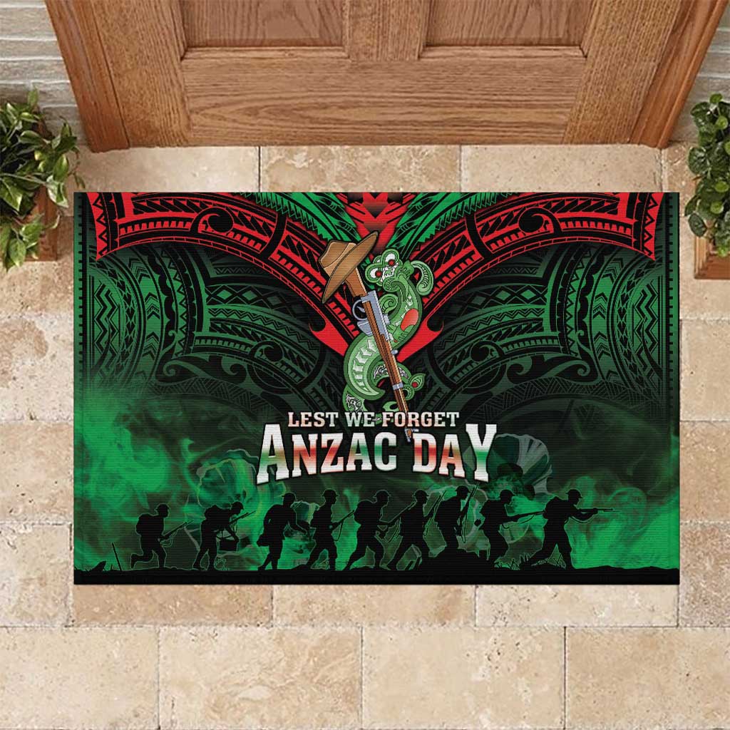 New Zealand ANZAC Day Rubber Doormat Aotearoa Hei Tiki LT05 Green - Polynesian Pride