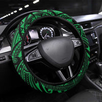 New Zealand ANZAC Day Steering Wheel Cover Aotearoa Hei Tiki LT05 Universal Fit Green - Polynesian Pride