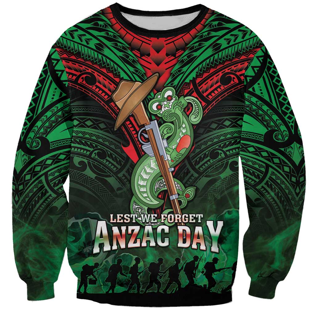 New Zealand ANZAC Day Sweatshirt Aotearoa Hei Tiki LT05 Unisex Green - Polynesian Pride