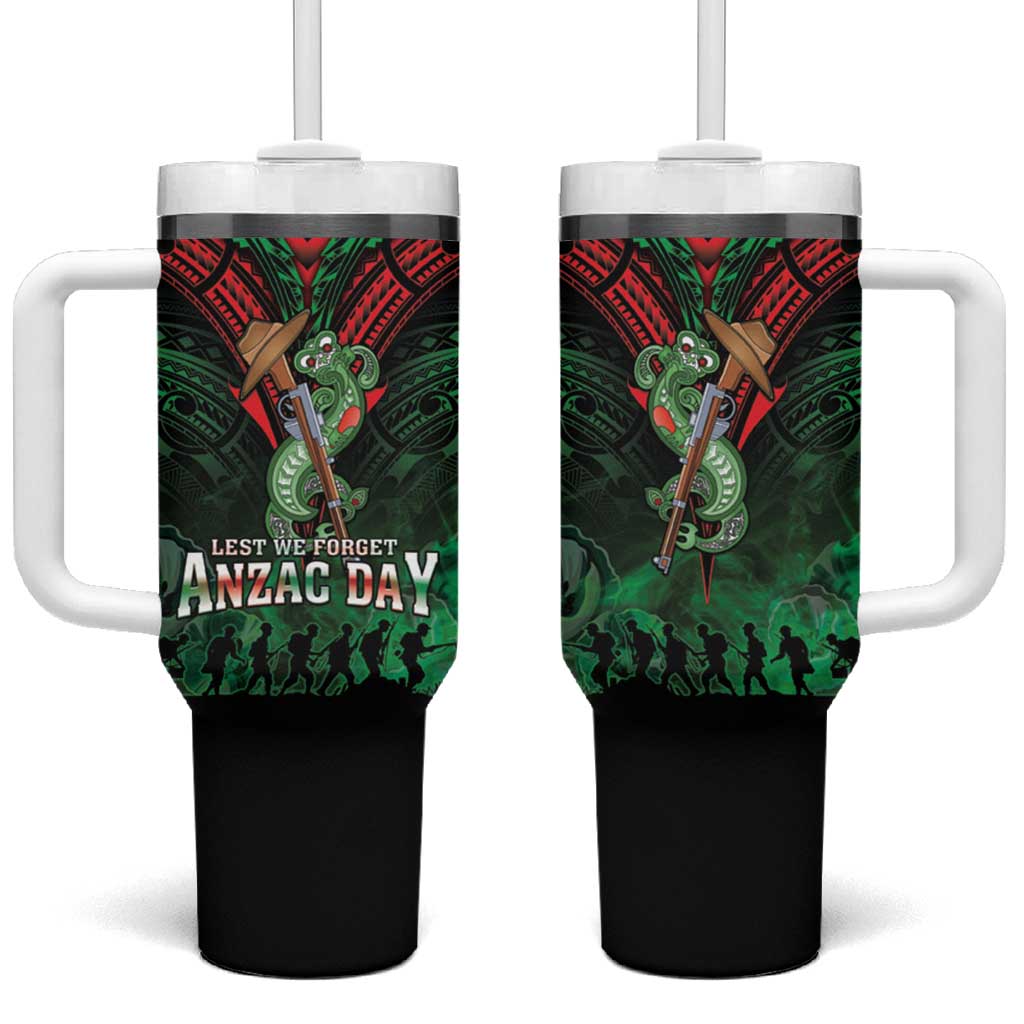 New Zealand ANZAC Day Tumbler With Handle Aotearoa Hei Tiki LT05 One Size: 40 oz Green - Polynesian Pride