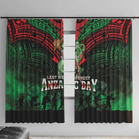 New Zealand ANZAC Day Window Curtain Aotearoa Hei Tiki LT05 With Hooks Green - Polynesian Pride
