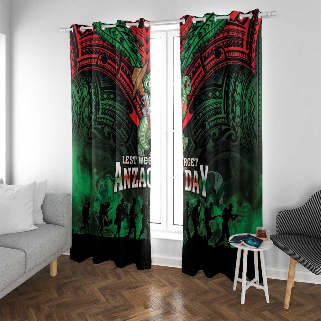 New Zealand ANZAC Day Window Curtain Aotearoa Hei Tiki LT05 With Grommets Green - Polynesian Pride