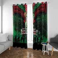 New Zealand ANZAC Day Window Curtain Aotearoa Hei Tiki LT05 With Grommets Green - Polynesian Pride