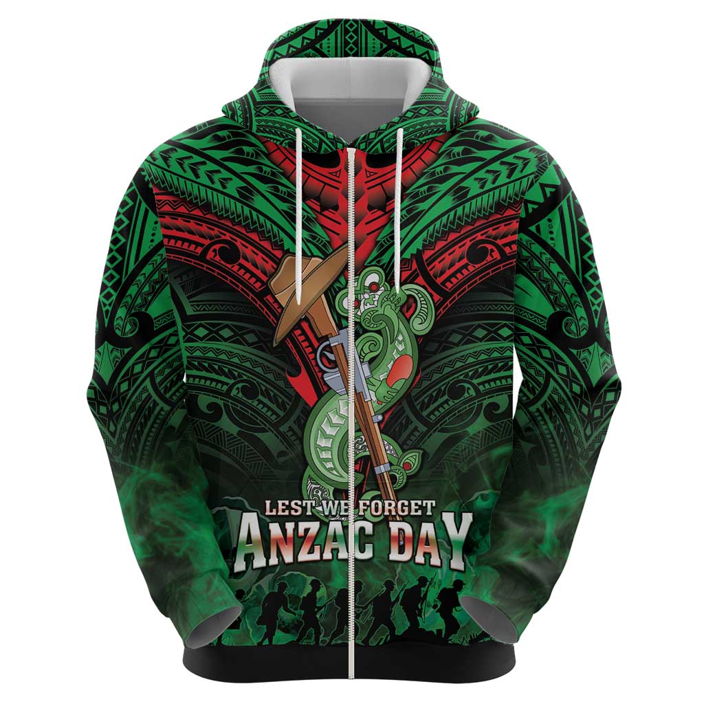 New Zealand ANZAC Day Zip Hoodie Aotearoa Hei Tiki