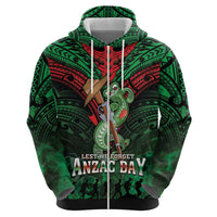 New Zealand ANZAC Day Zip Hoodie Aotearoa Hei Tiki