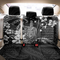 Hawaii King Kamehameha Day Back Car Seat Cover Polynesian Pattern Mix Hibiscus Black