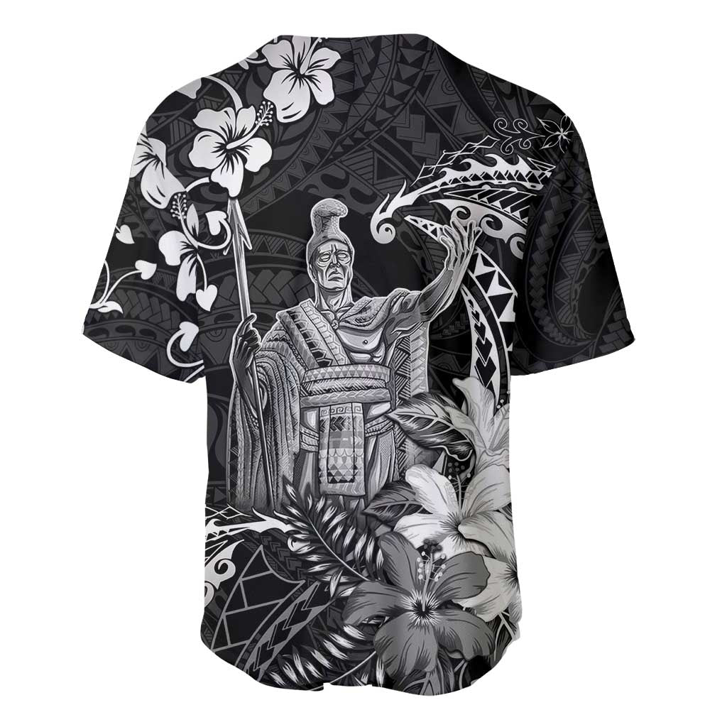 Hawaii King Kamehameha Day Baseball Jersey Polynesian Pattern Mix Hibiscus Black