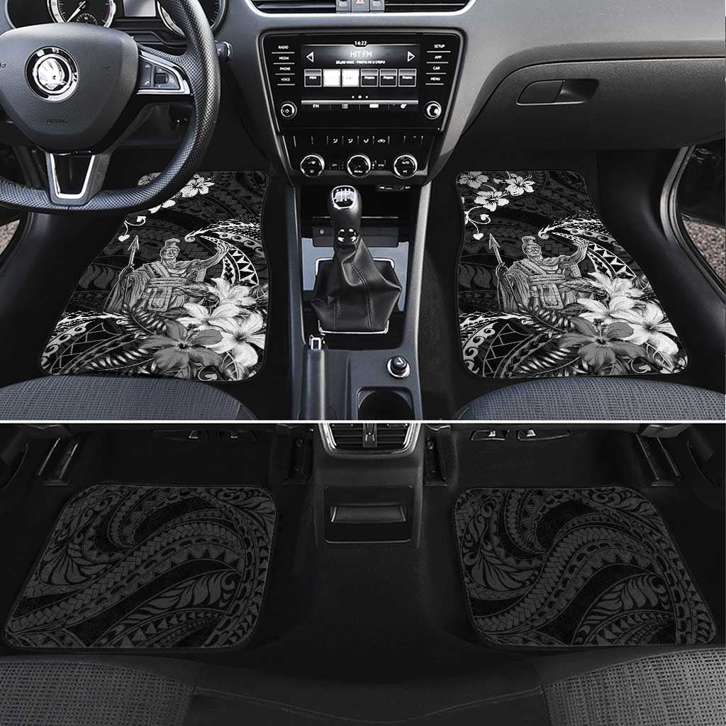 Hawaii King Kamehameha Day Car Mats Polynesian Pattern Mix Hibiscus Black