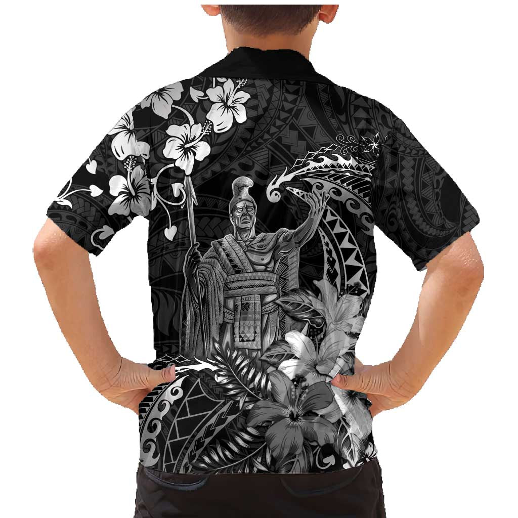 Hawaii King Kamehameha Day Family Matching Mermaid Dress and Hawaiian Shirt Polynesian Pattern Mix Hibiscus Black