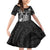 Hawaii King Kamehameha Day Family Matching Off Shoulder Short Dress and Hawaiian Shirt Polynesian Pattern Mix Hibiscus Black